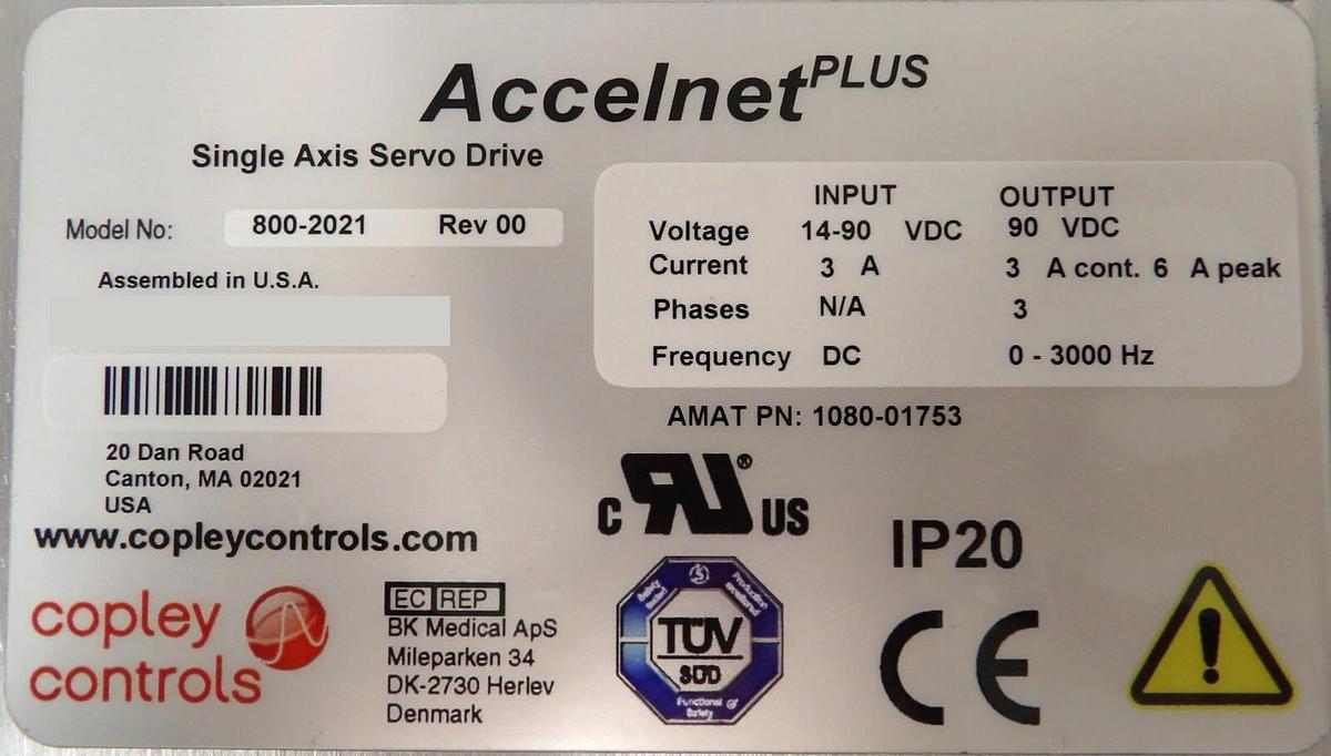 Used Copley Controls 800-2021 Servo Drive AMAT Applied Materials 1080-01753 Working