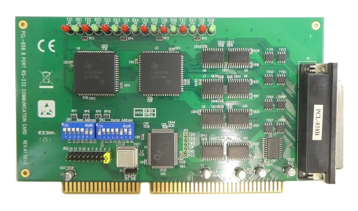 Used Advantech PCL-858B 8 Port RS 232 Communication PCB Card PCL-858 Working Surplus