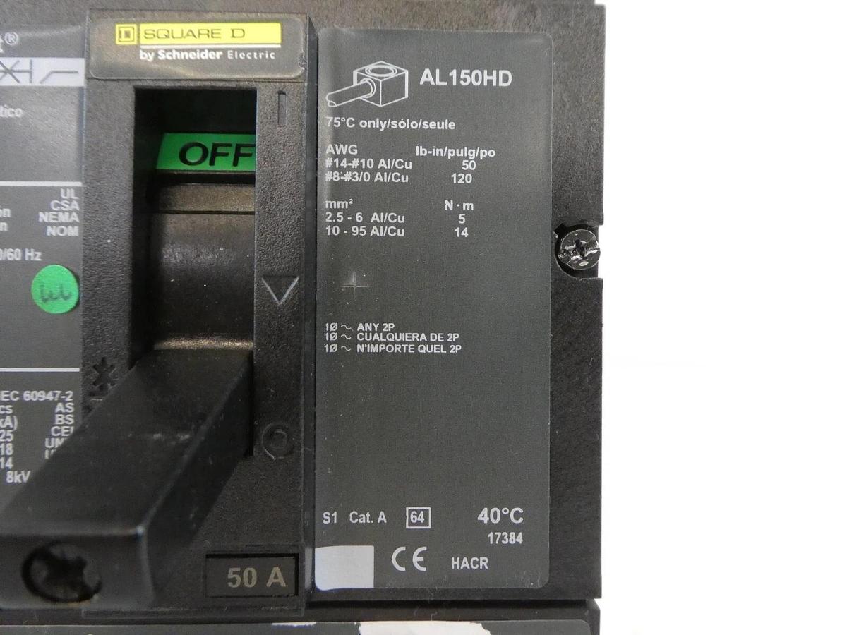 Used Square D HDF36050 Circuit Breaker Interrupter PowerPact HD 060 Working Surplus