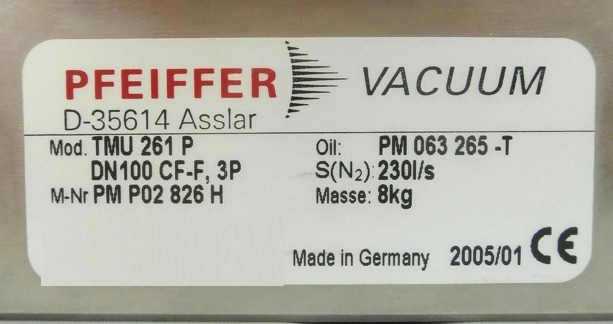 Used TMU 261 P Pfeiffer PM P02 826 H Turbomolecular Pump with Heater Turbo Working