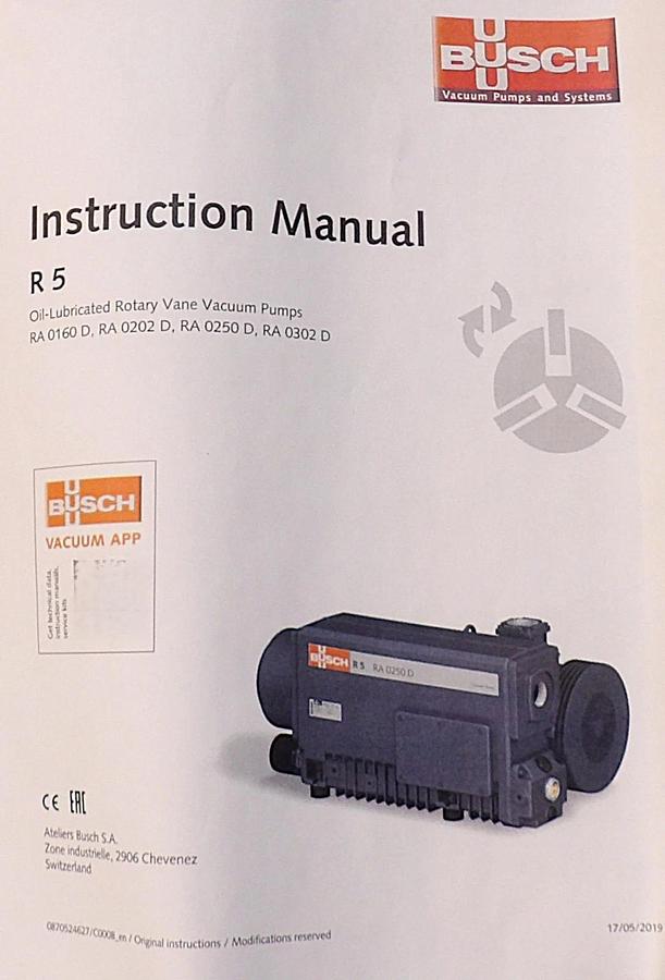 Used Busch RA 0302 D 5Z3 ZZXX Rotary Vane Vacuum Pump System Spare Surplus