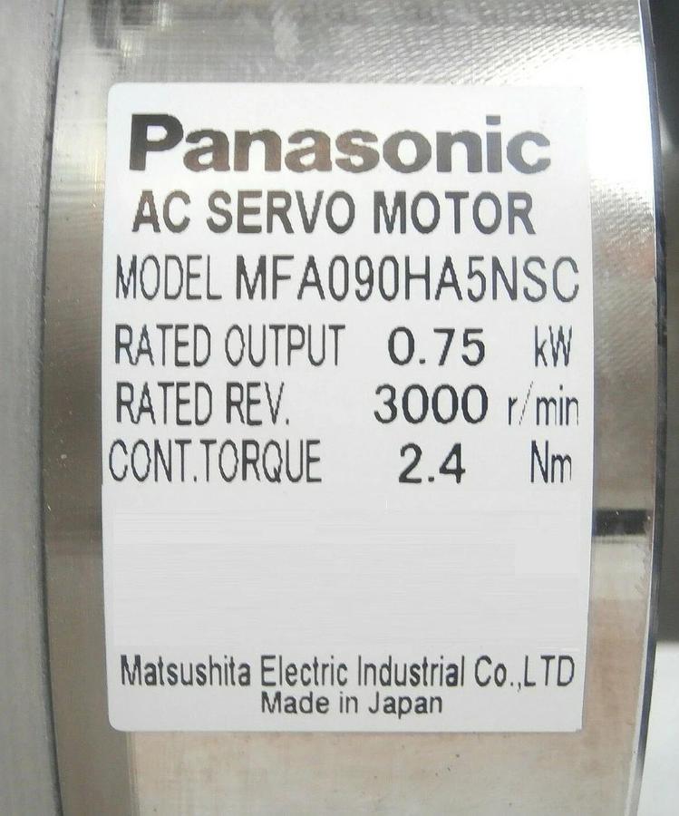 Used Panasonic MFA090HA5NSC AC Servo Motor TEL 5086-403306-12 Lithius COAT Working
