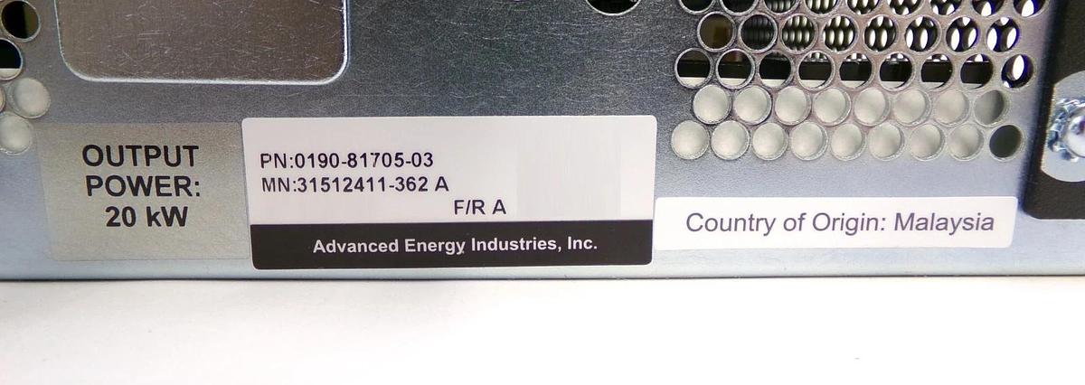 DC Pinnacle III AE Advanced Energy 31512411-362 20kW DC Power Supply New Surplus