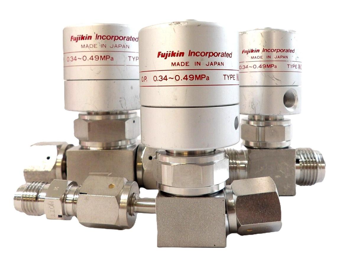 Used Fujikin 316L 316L-P Diaphragm Valve Type N.C. Reseller Lot of 3 Working Surplus