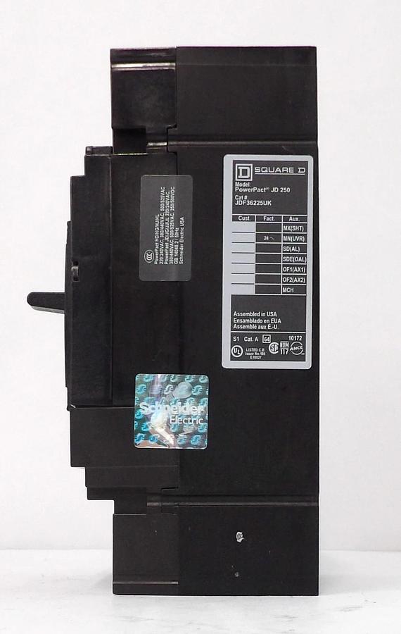Used Square D JDF36225UK 3-Pole Circuit Breaker PowerPact JD 250 Working Surplus