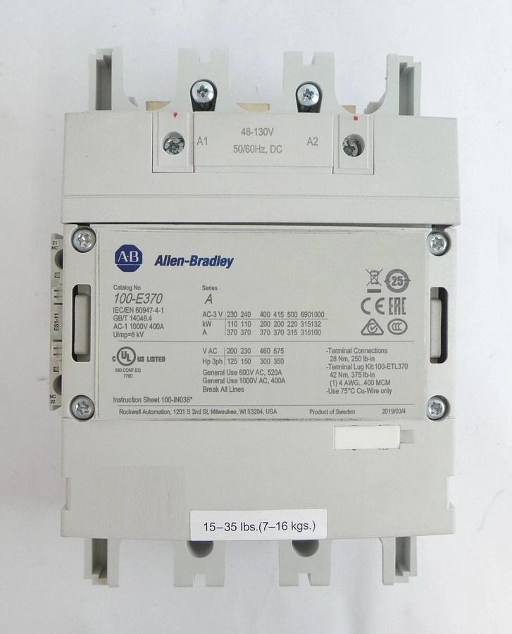 Used AB Allen-Bradley 100-E370 Direct On Line Contactor Series A Lot of 3 Working