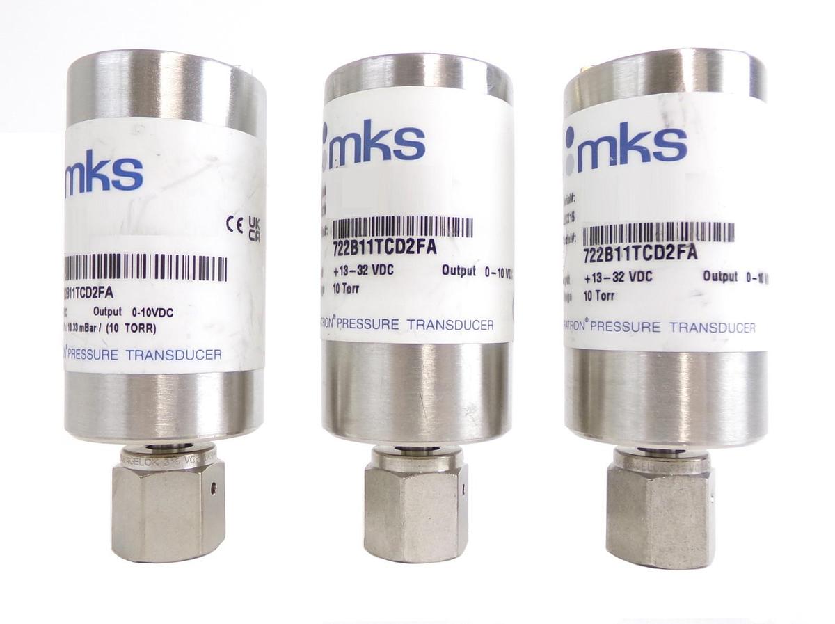 Used MKS Instruments 722B11TCD2FA Baratron Pressure Transducer 722B Lot of 3 Surplus