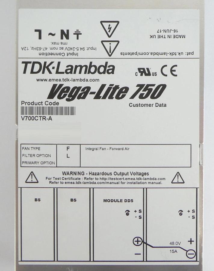Used TDK-Lambda V700CTR-A Power Supply Vega-Lite 750 AB Sciex Working