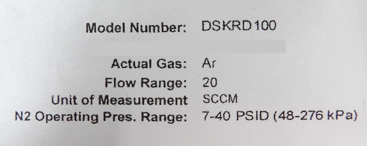Celerity DSKRD100 Mass Flow Controller MFC 20 SCCM Ar New Surplus