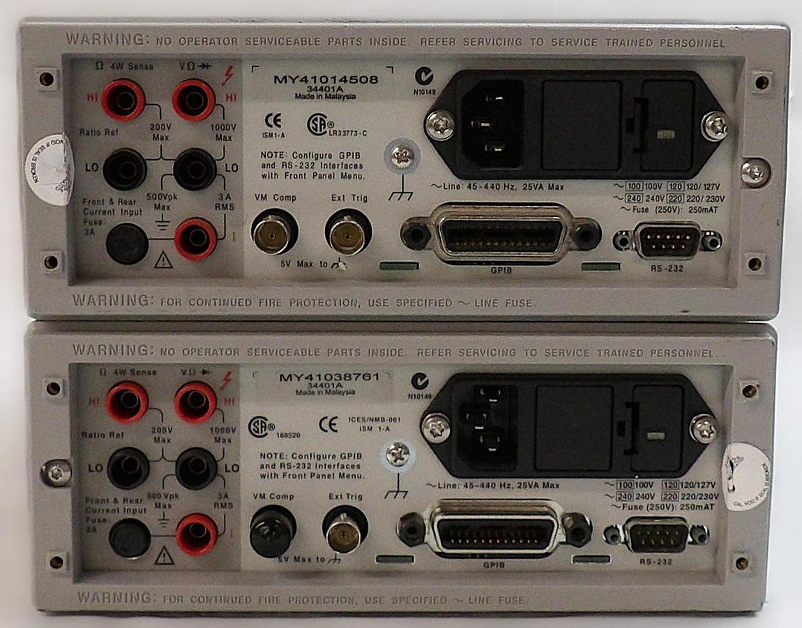 Used HP Hewlett-Packard 34401A 6 1/2 Digit Multimeter Reseller Lot of 2 Working