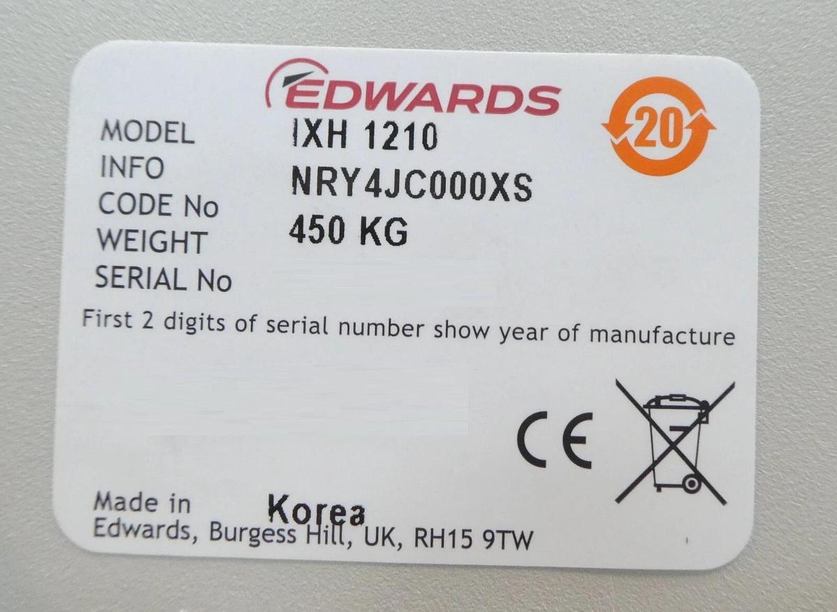 Refurbished iXH 1210 Edwards NRY4JC000XS Vacuum Pump IXH1210 Manufacturer Refurbished