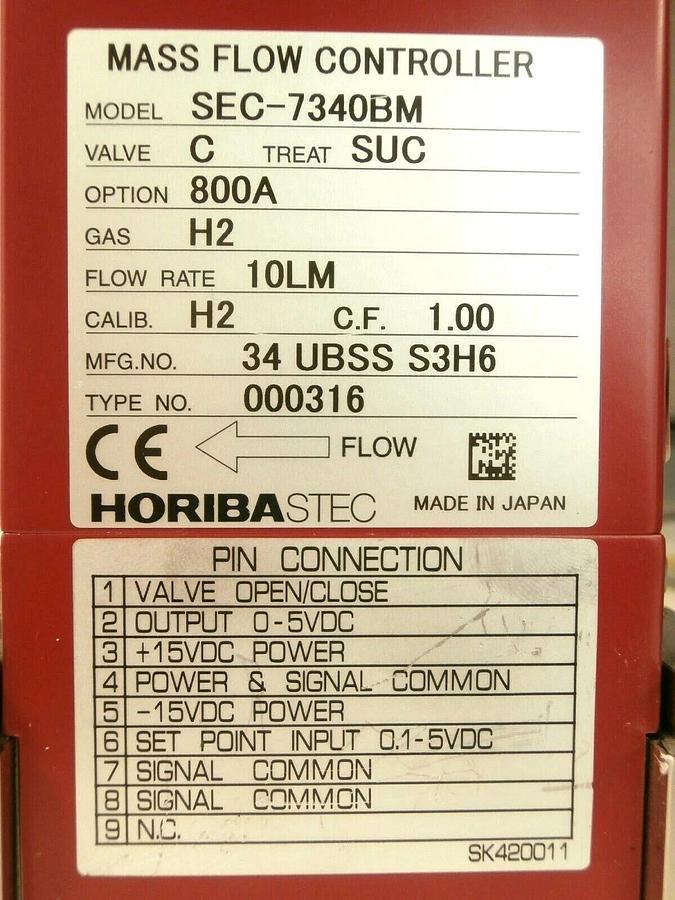 Used Horiba STEC SEC-7350BM Mass Flow Controller MFC 10 LM H2 SEC-7350 Used Working
