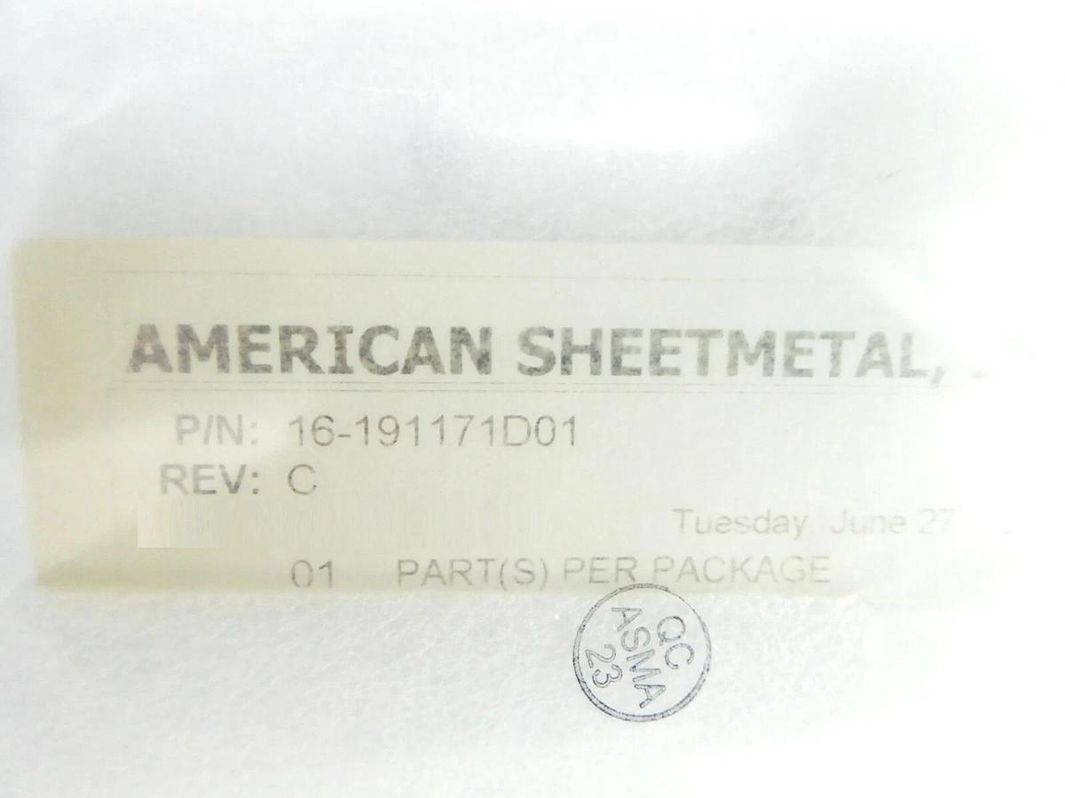 ASM 16-191171D01 Plate Mounting Valves Left Labeled AL New Surplus