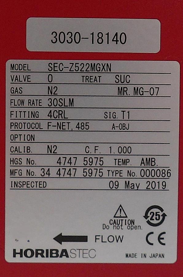 Horiba STEC Z500 Mass Flow Controller MFC SEC-Z522MGXN New Surplus