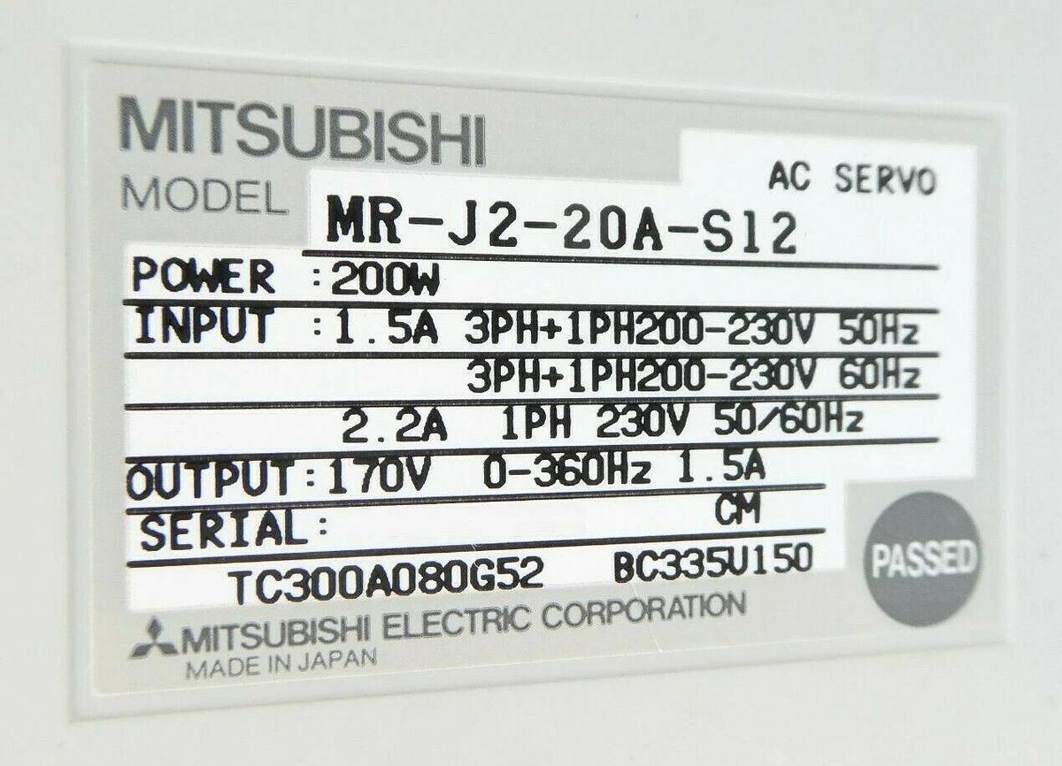 Used Mitsubishi MR-J2-20A-S12 AC Servo Drive Reseller Lot of 2 Working Spare