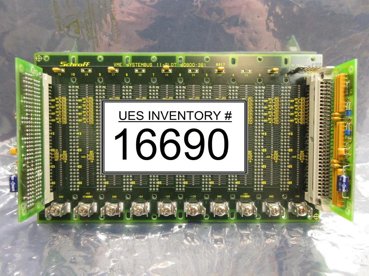 Used Schroff 60800-381 VME 11-Slot Backplane Board PCB with 60800-370 Ultratech 4700