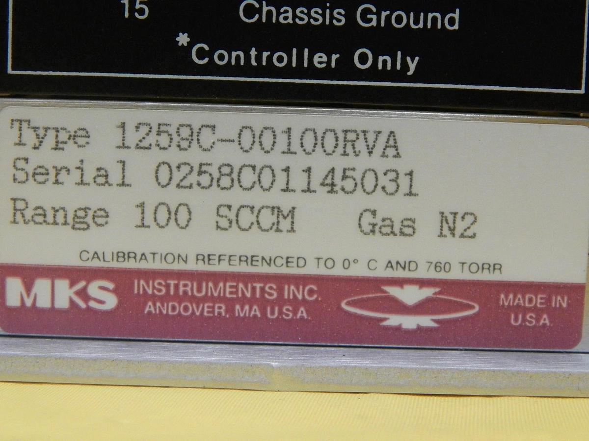 Used MKS Instruments 1259C-00100RVA Mass Flow Controller Assembly 3E1 81 Used Working
