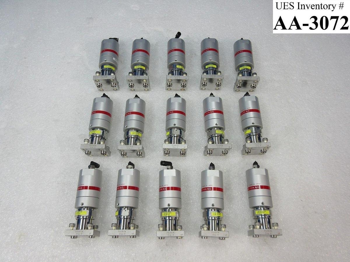 Used Fujikin 467000 Type NC Diaphragm Valve 0.39~0.59MPa 2 Port C-Seal Lot of 15 Used