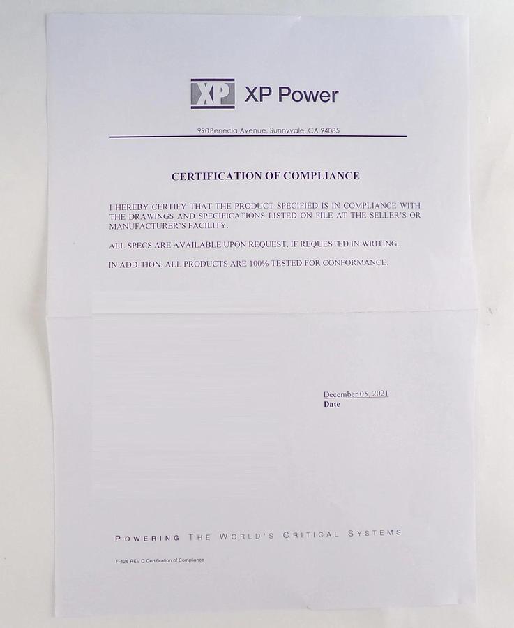 XP Power 0195-17082 DC Power Supply SYM3 High Power AMAT New Surplus