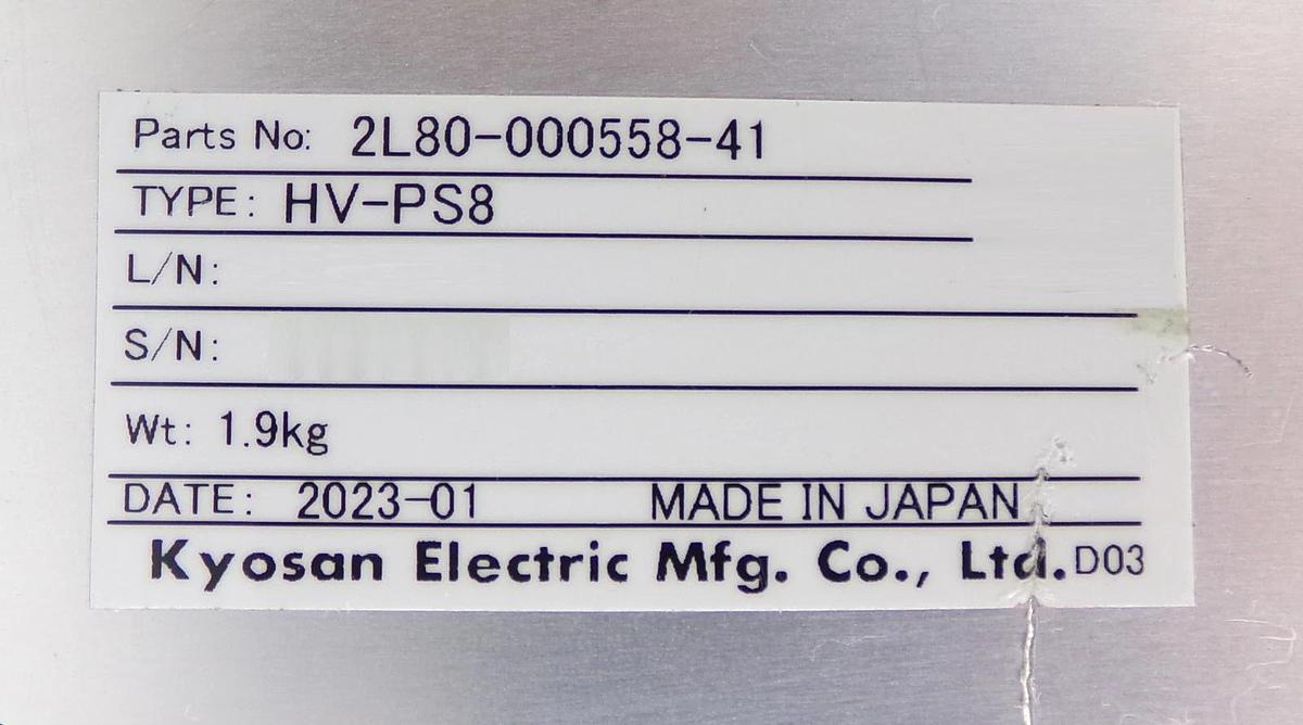 Used Kyosan Electric HV-PS8 Power Supply Module TEL 2L80-000558-41 Working Surplus