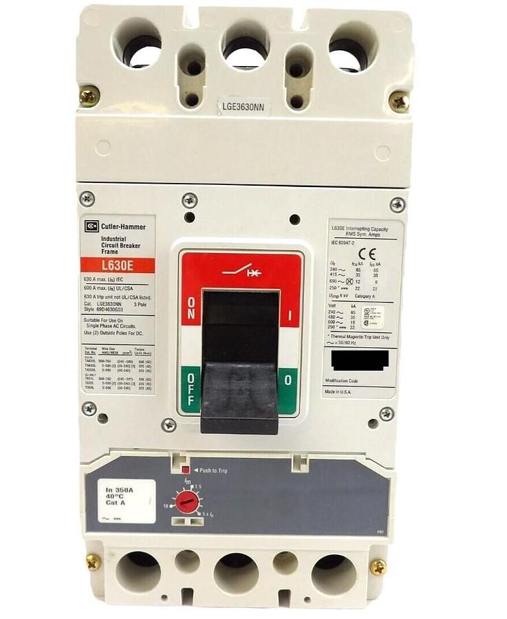 Used Eaton LGE3630NN 3-Pole Industrial Circuit Breaker Assembly L630E Working Spare