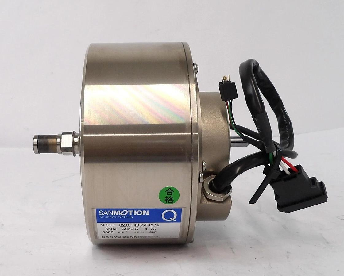 Used Sanyo Denki Q2AC14055FXM74 AC Servo Motor Sanmotion Q Working Surplus