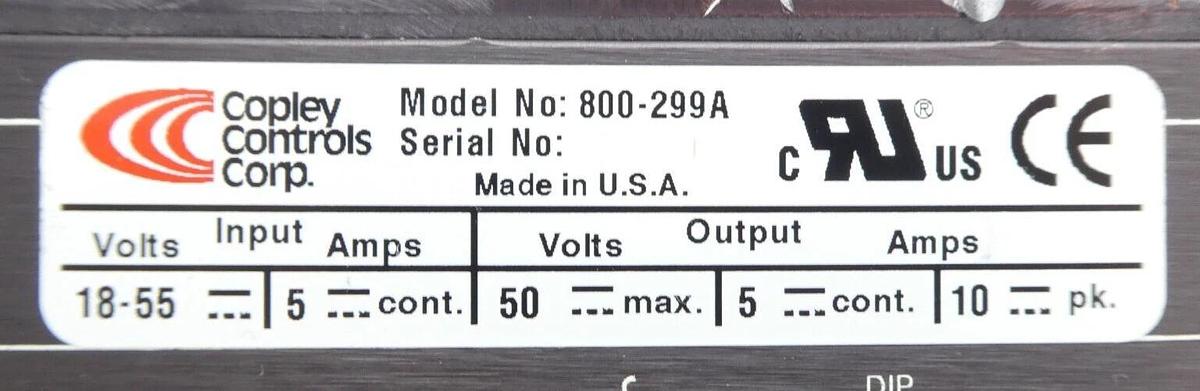 Used Copley Controls 800-299A Servo Motor Drive Amplifier Working Surplus