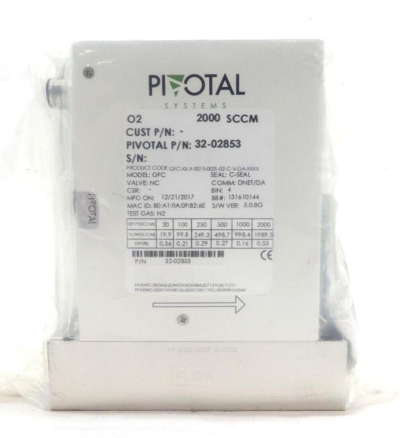 Pivotal Systems 32-02853 Mass Flow Controller MFC 2000 SCCM O2 New Surplus