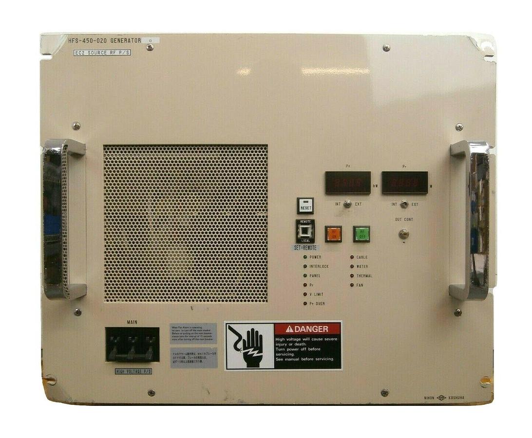 Used Nihon Koshuha HFS-450-020-5 450MHz 2kW Generator Hitachi MU-712E Damaged As-Is