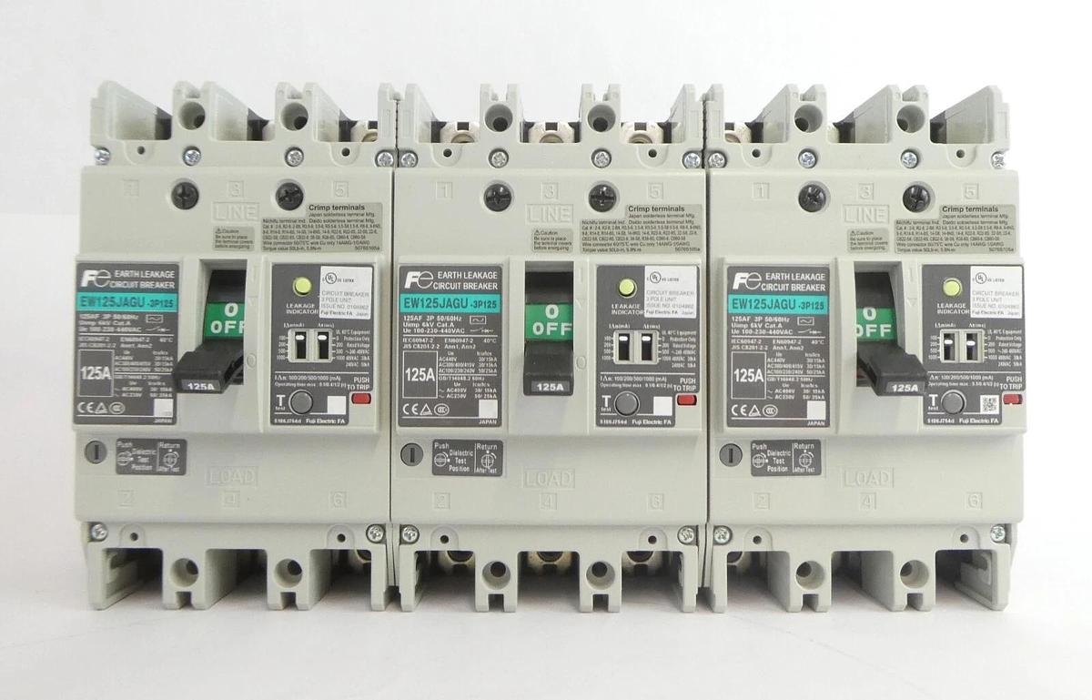 Fuji Eletric EW125JAGU 3-Pole Industrial Circuit Breaker Lot of 4 New Surplus
