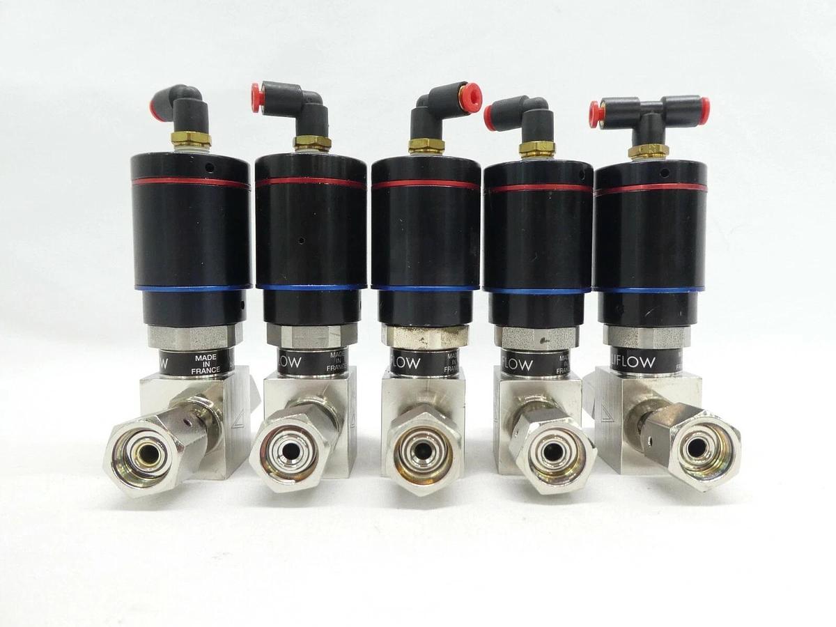 Used Qualiflow 2x10-9atm.cm3/Sec 2-Way Pneumatic Valve Female/Female Lot of 5 Working