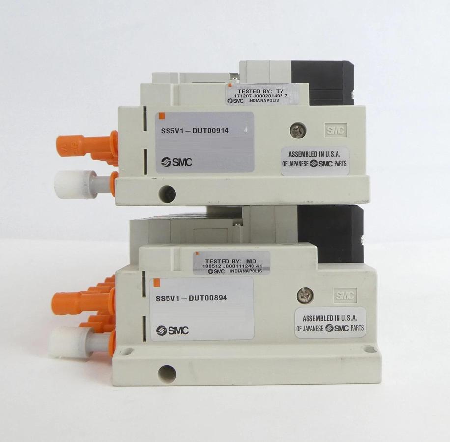 Used SMC SS5V1-DUT00914 15-Port Pneumatic Manifold Lot of 4 Working