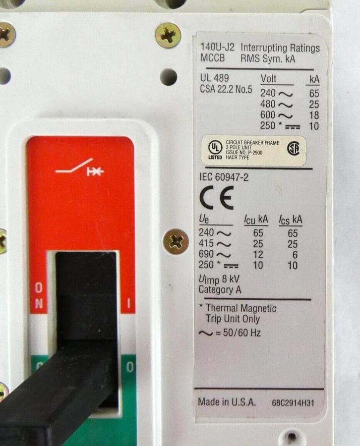 Used AB Allen-Bradley 140U-J2X3 A Circuit Breaker 140U-J2 ELJBN3250W Working