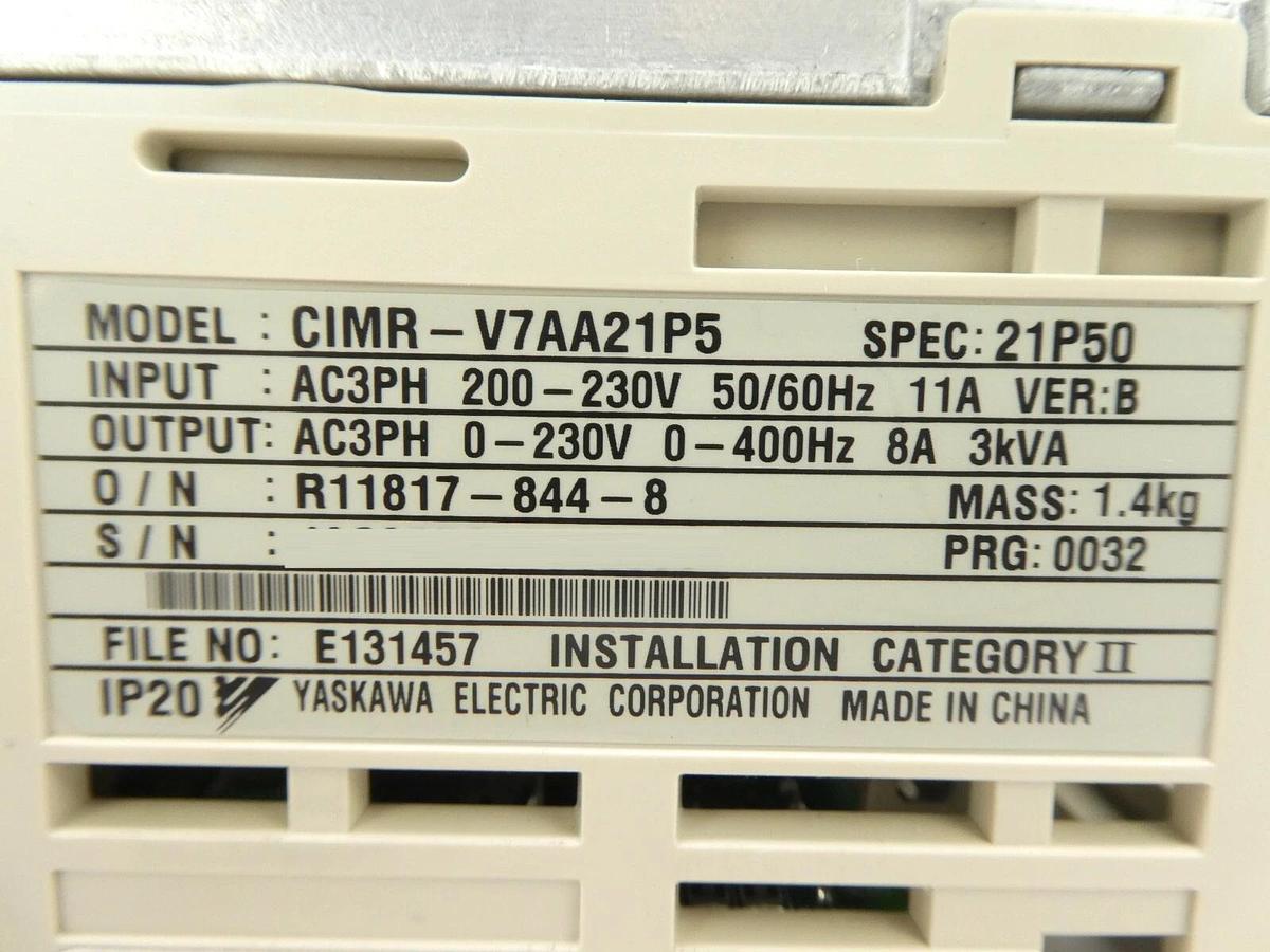 Used Yaskawa Electric CIMR-V7AA21P5 Inverter Drive VS Mini V7 No Cover Nikon NSR