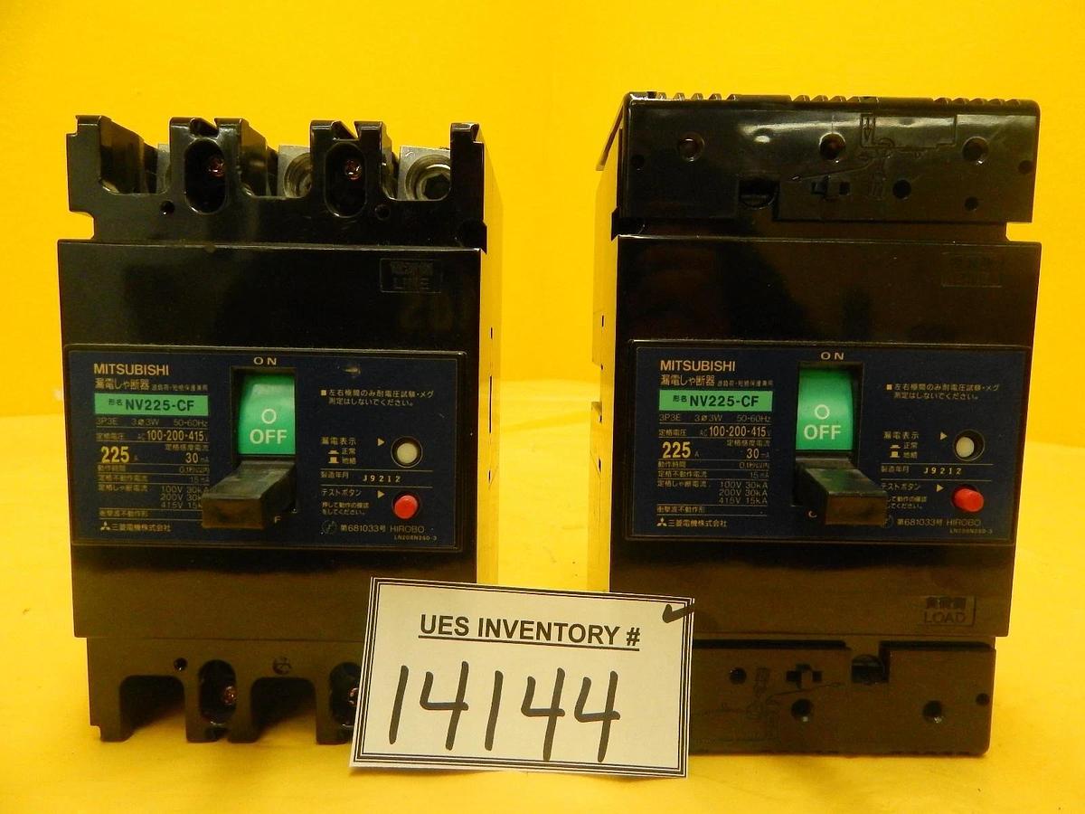 Used Mitsubishi NV225-CF Circuit Breaker Reseller Lot of 2 Used Working