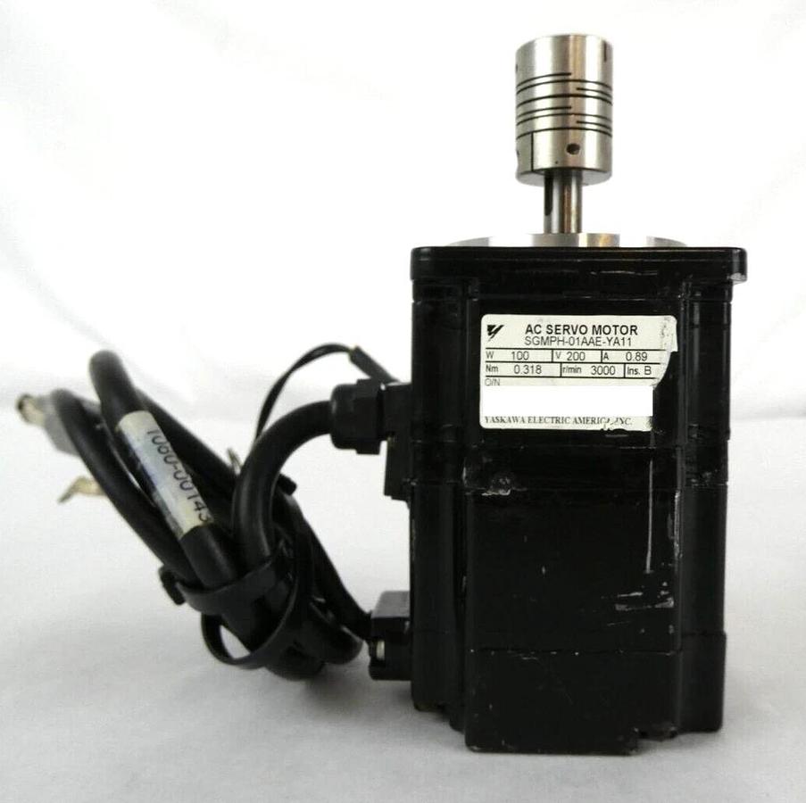 Used Yaskawa Electric SGMPH-01AAE-YA11 AC Servo Motor Assembly Lot of 2 Working