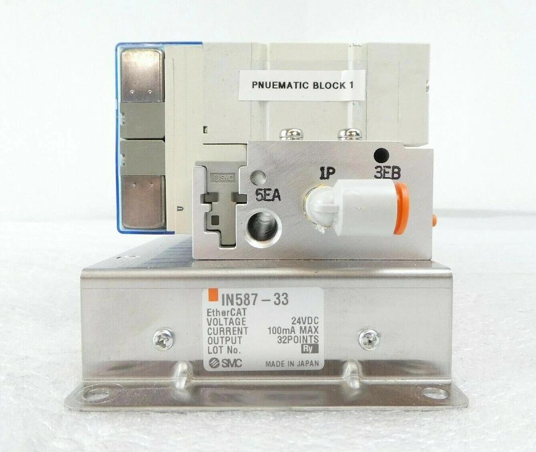 Used AMAT Applied Materials Pneumatic Block 1 SMC 16-Port Manifold INR587-33 Working