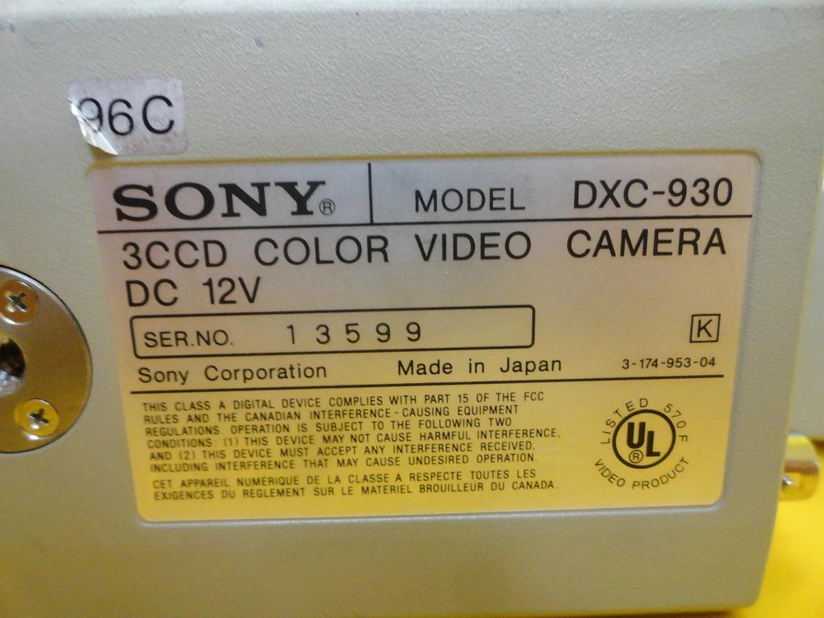 Used Sony DXC-930 3CCD Camera with CMA-D2CE Adaptor AMAT Orbot WF 720 Used Working