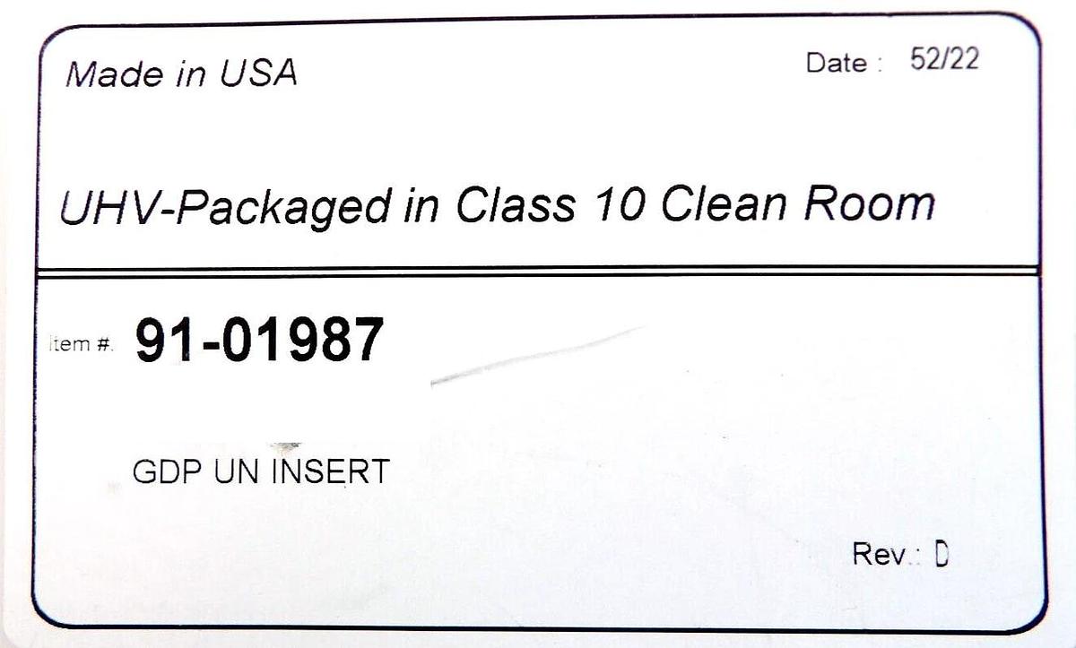 West Coast Quartz 91-01987 GDP UN Quartz Insert Novellus Lam New Surplus