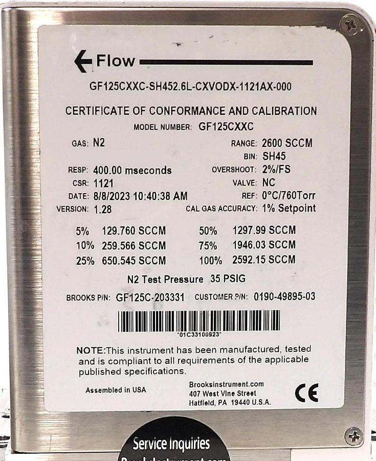 Used Brooks GF125C Mass Flow Controller MFC GF125C-100701 GF125C-102906 Lot of 10
