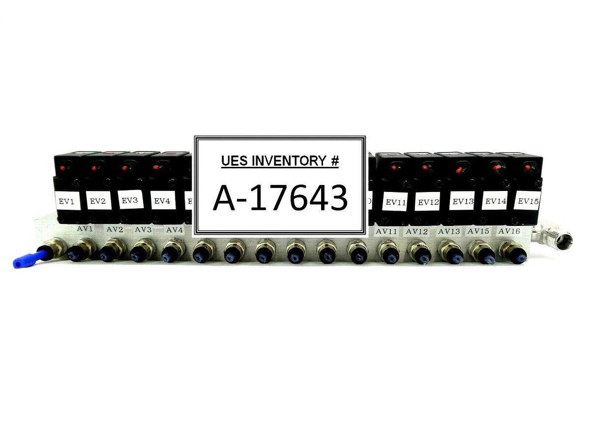 Used Koganei YM216A-21W 16-Port Pneumatic Manifold A030E1-L Working Surplus