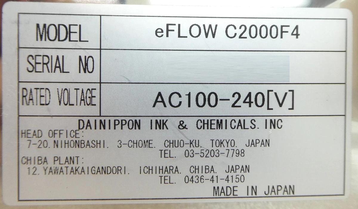 Used Dainippon Ink & Chemicals eFLOW C2000F4 Antistatic Water Module eFLOw Working
