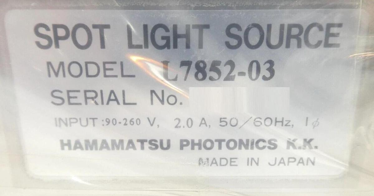 Hamamatsu Photonics L7852-03 Spot Light Source TEL 2980-192368-16 New Surplus