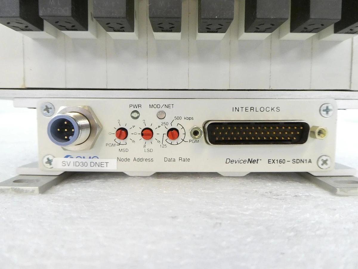 Used SMC EX160-SDN1A 8-Port Pneumatic Manifold VQ2201N-5 AMAT 0190-13031 Working