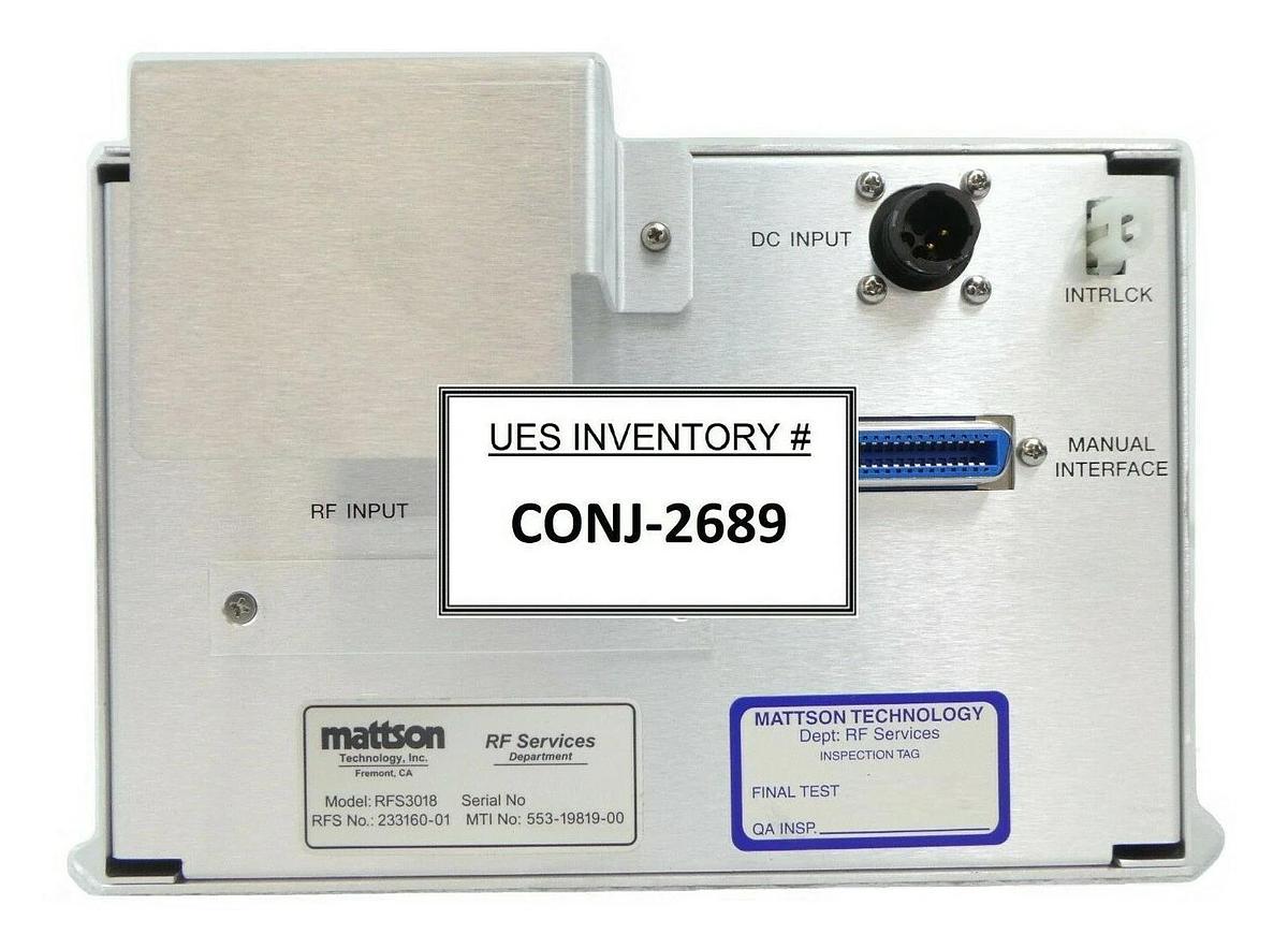 Used RF Services 233160-01 RF Match RFS 3018 Mattson Technology 553-19819-00 New