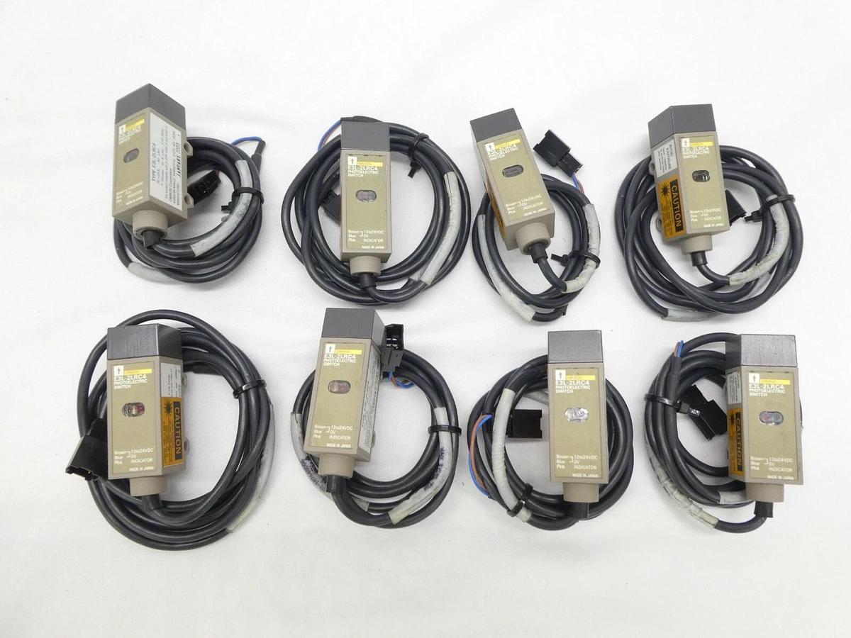 Used Omron E3L Photoelectric Switch E3L-2LRC4 E3L-2DC4 Lot of 16 Working Surplus