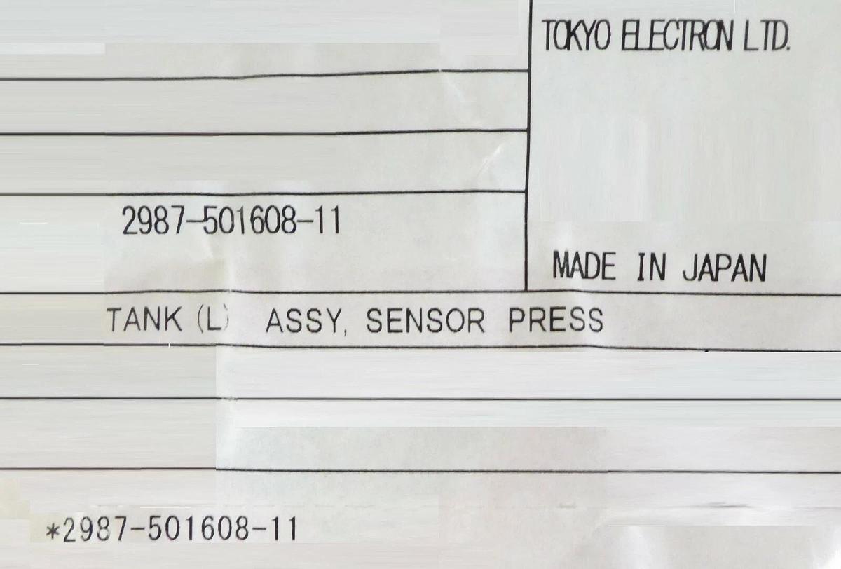 TEL Tokyo Electron 2987-501608-11 Sensor Pressure Tank Left Assembly New