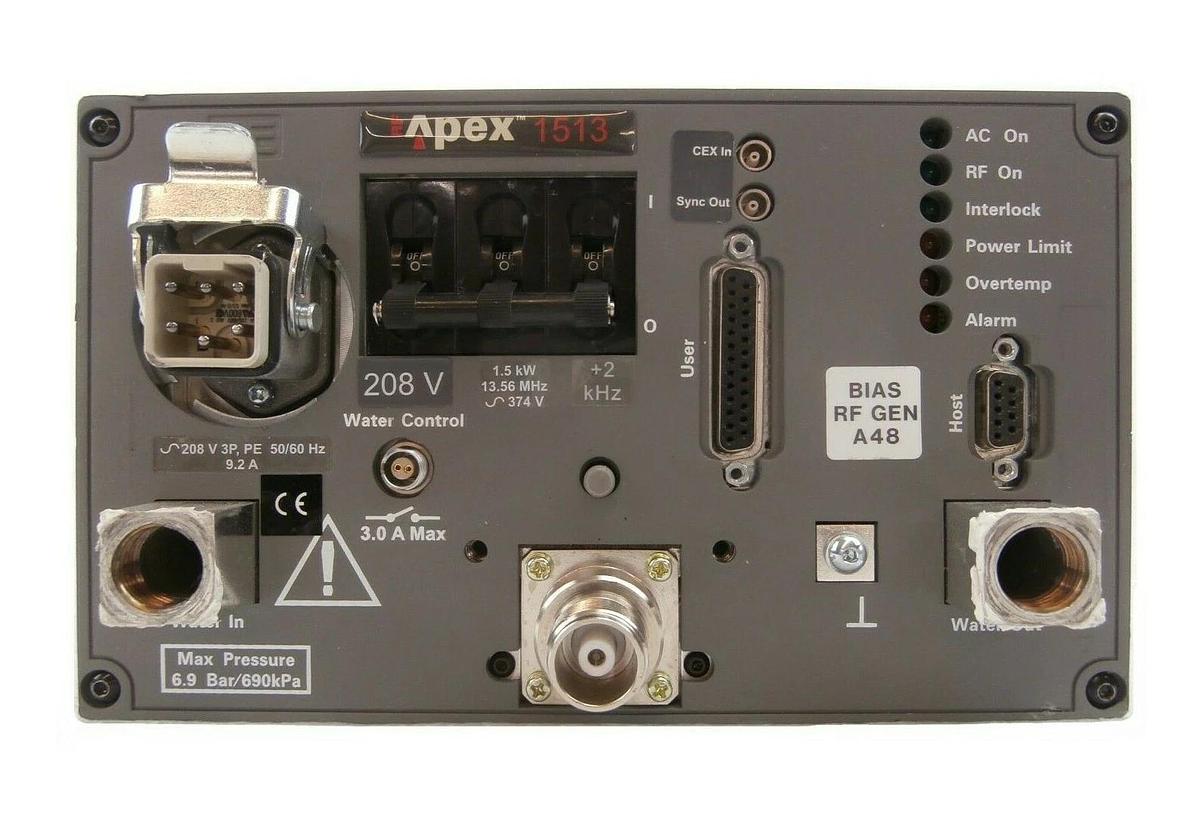 Used Apex 1513 AE Advanced Energy 1.5kW RF Generator Water Leak Tested Working