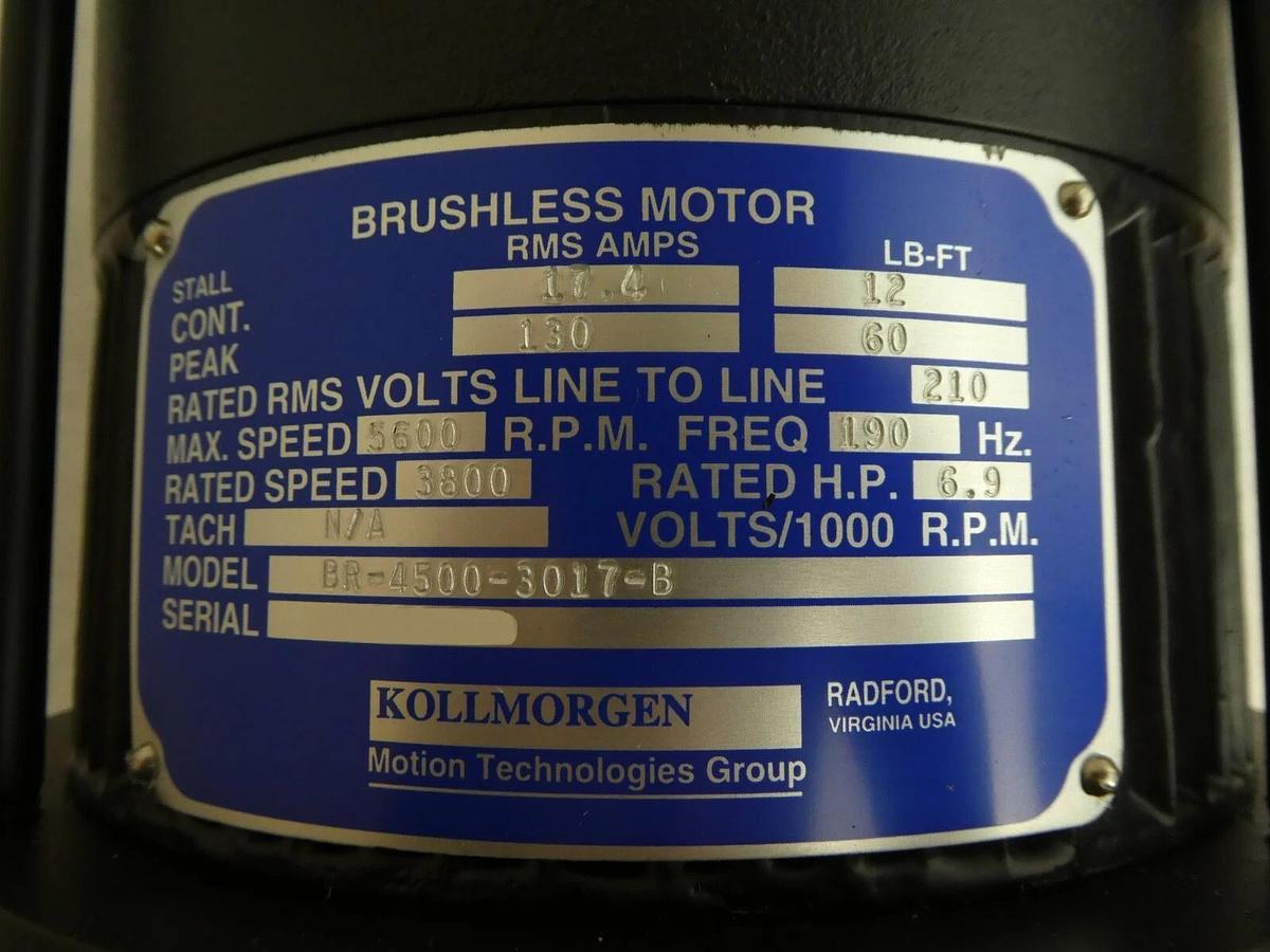 Refurbished Kollmorgen BR-4500-3017-B Industrial Brushless Motor Varian 3500054 Refurbished