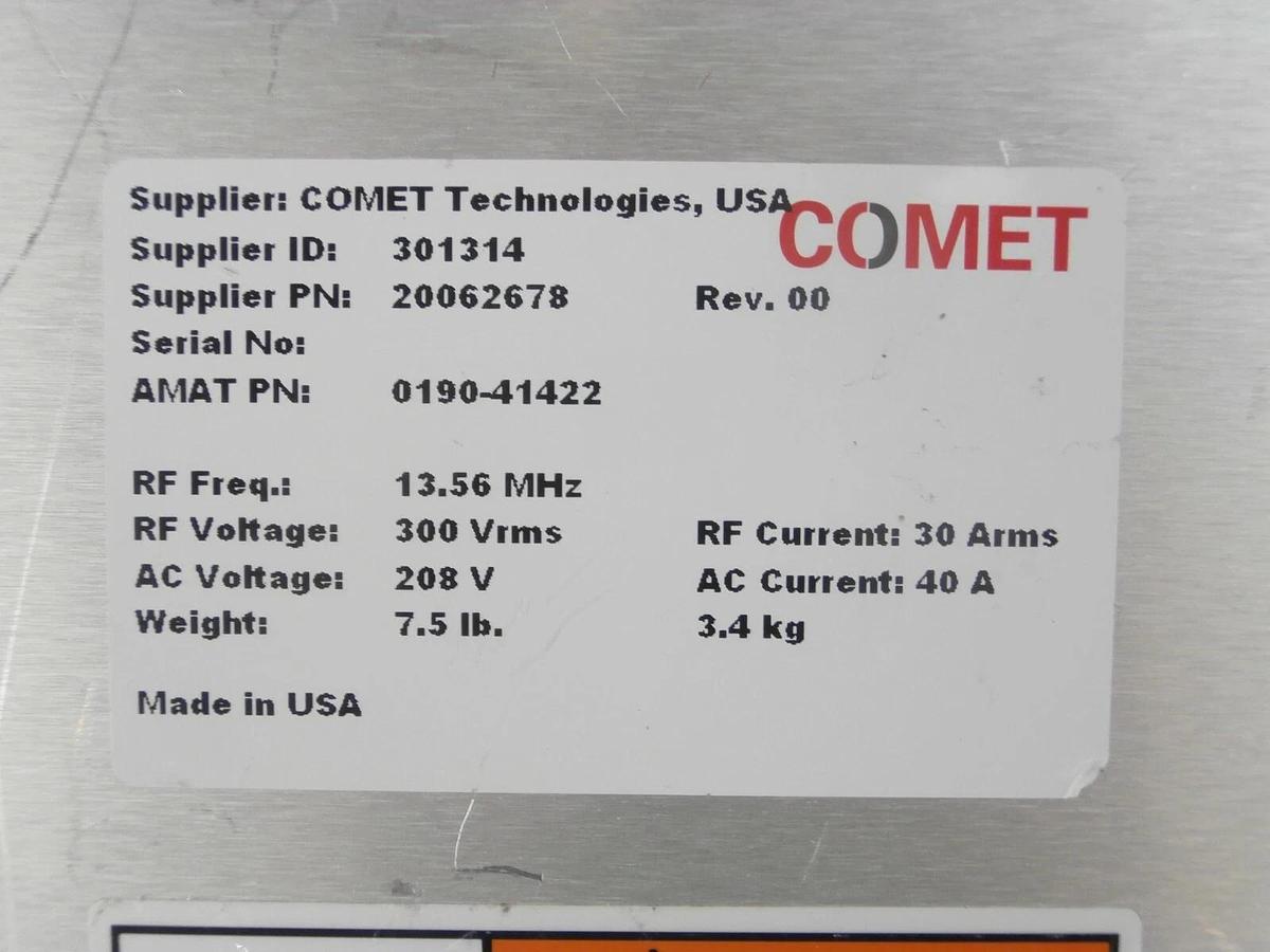Used Comet 20062678 High Impedance HF RF Filter Assembly AMAT 0190-41422 Working